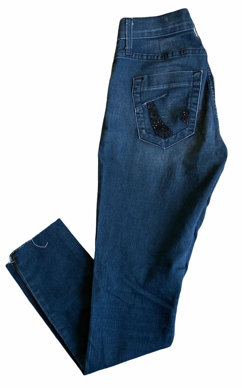James Jeans Skinny Jegging Jeans Women Size 28 Dark Wash Pocket Stretch Raw Hem